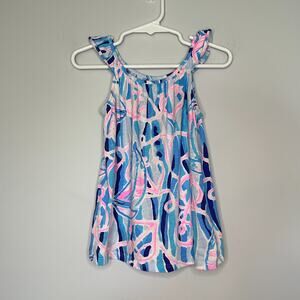 Lilly Pulitzer Girls Blue and Pink Abstract Print Casual Dress
